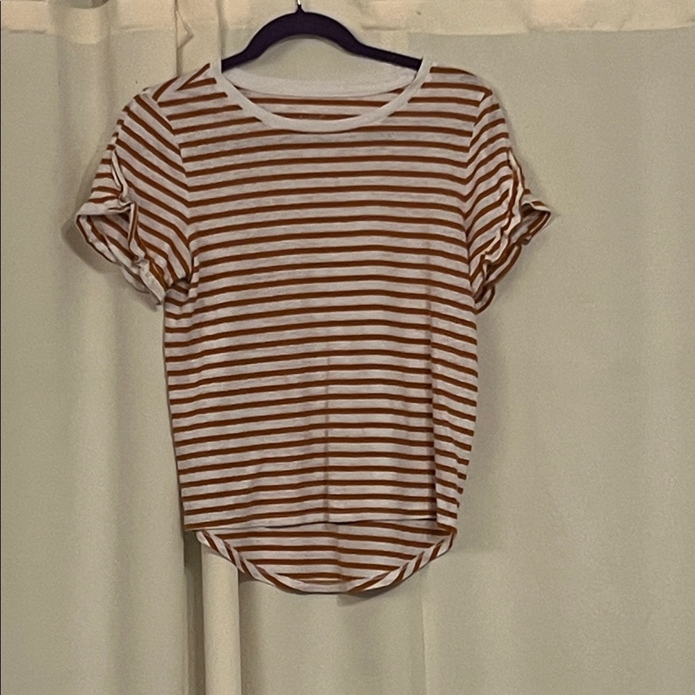 a new day Cinnamon and White Striped Short Sleeve Top